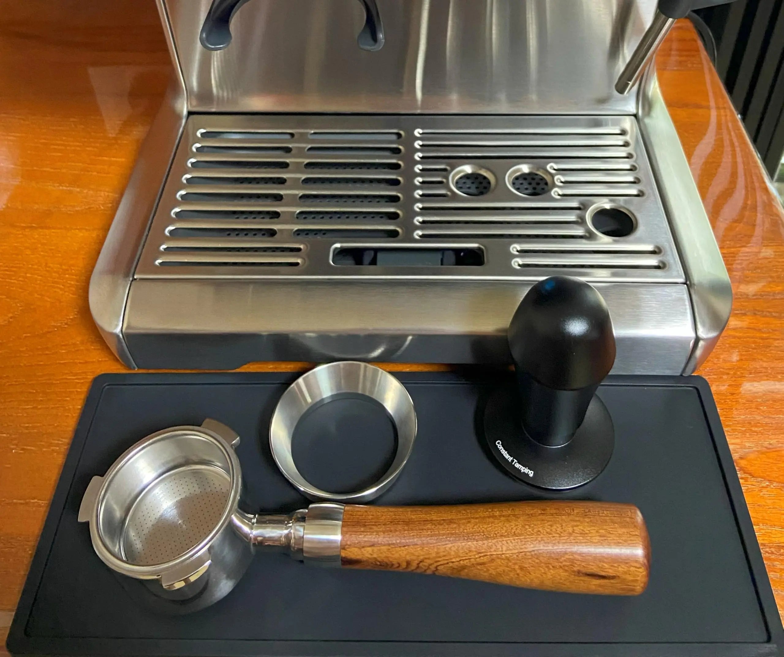 58mm Bottomless Portafilter Compatible with E61 Grouphead Flair 58, ECM, Rocket Espresso Machine Stainless Steel Naked Portafilter with Filter Basket Handle-Wooden, Rosewooden - Crema Peaks Coffee