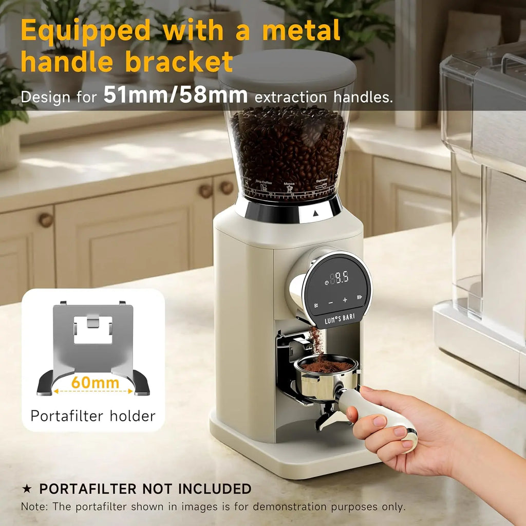 Conical Burr Coffee Grinder with 40mm Stainless Steel Burr, 34 Grind Settings Anti-static, Electric Espresso Grinder for Home Use – Perfect for Espresso, Drip Coffee, French Press & Cold Brew, White - Crema Peaks Coffee