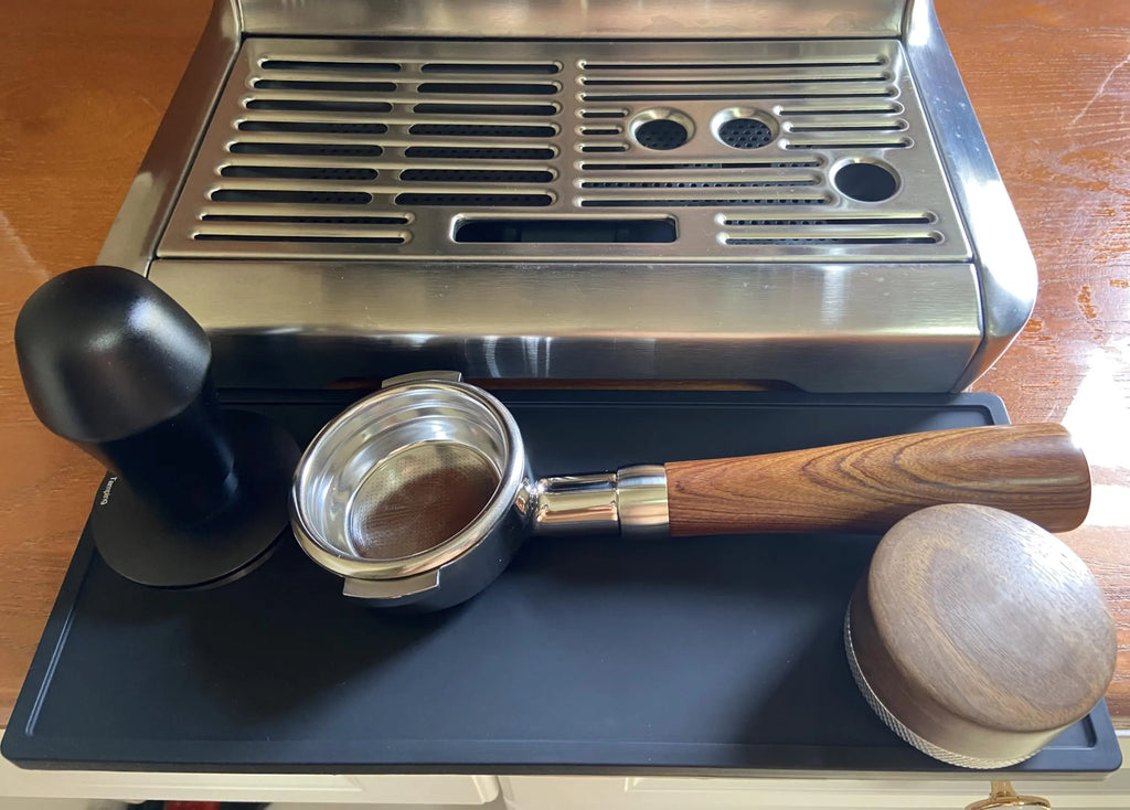58mm Bottomless Portafilter Compatible with E61 Grouphead Flair 58, ECM, Rocket Espresso Machine Stainless Steel Naked Portafilter with Filter Basket Handle-Wooden, Rosewooden - Crema Peaks Coffee
