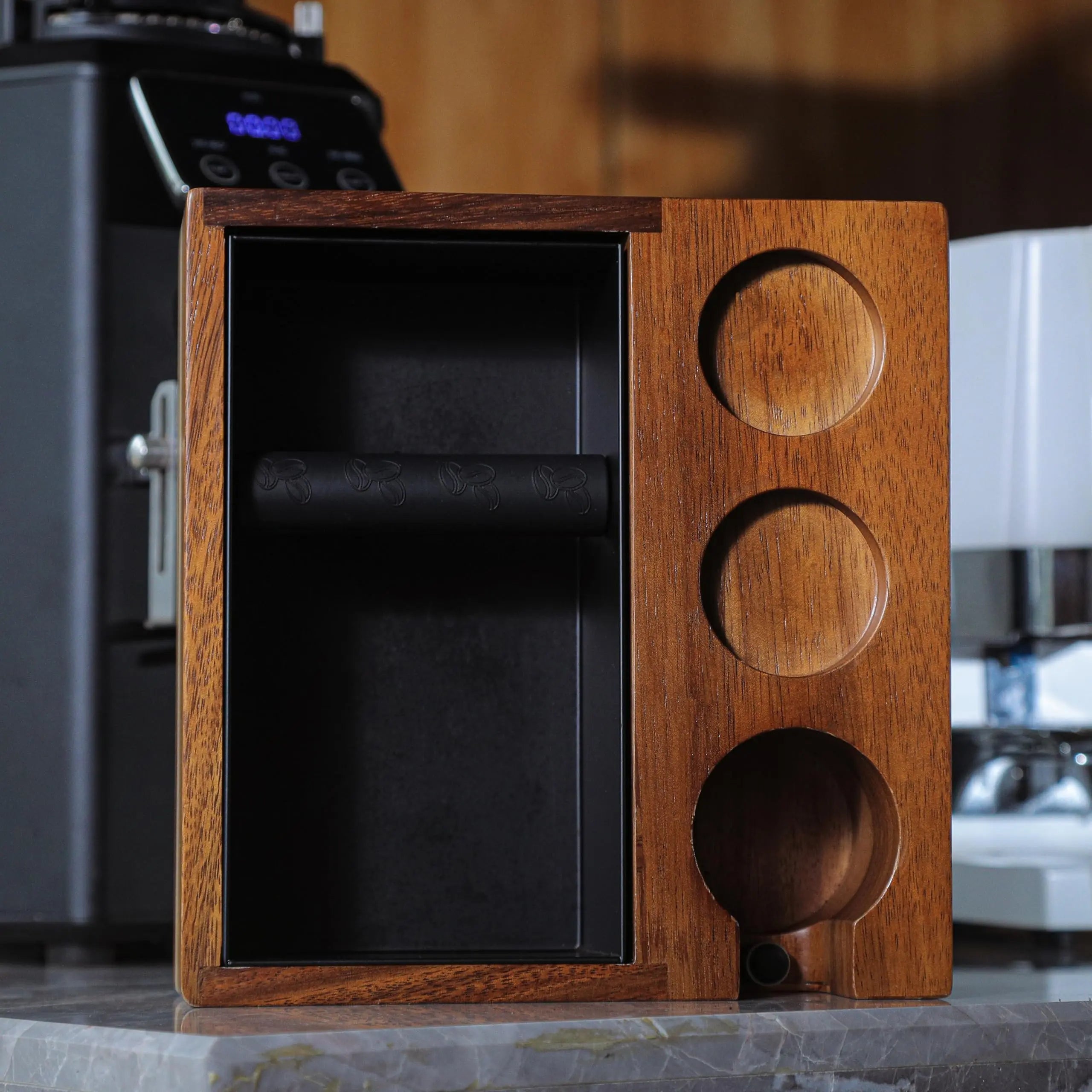 Espresso Tamping Station in 51mm, 58mm, and 54mm For Breville and other compatible Espresso Machines - Accessories, Rosewood Portafilter Holder Tamping Mat Espresso Coffee Equipment - Crema Peaks Coffee