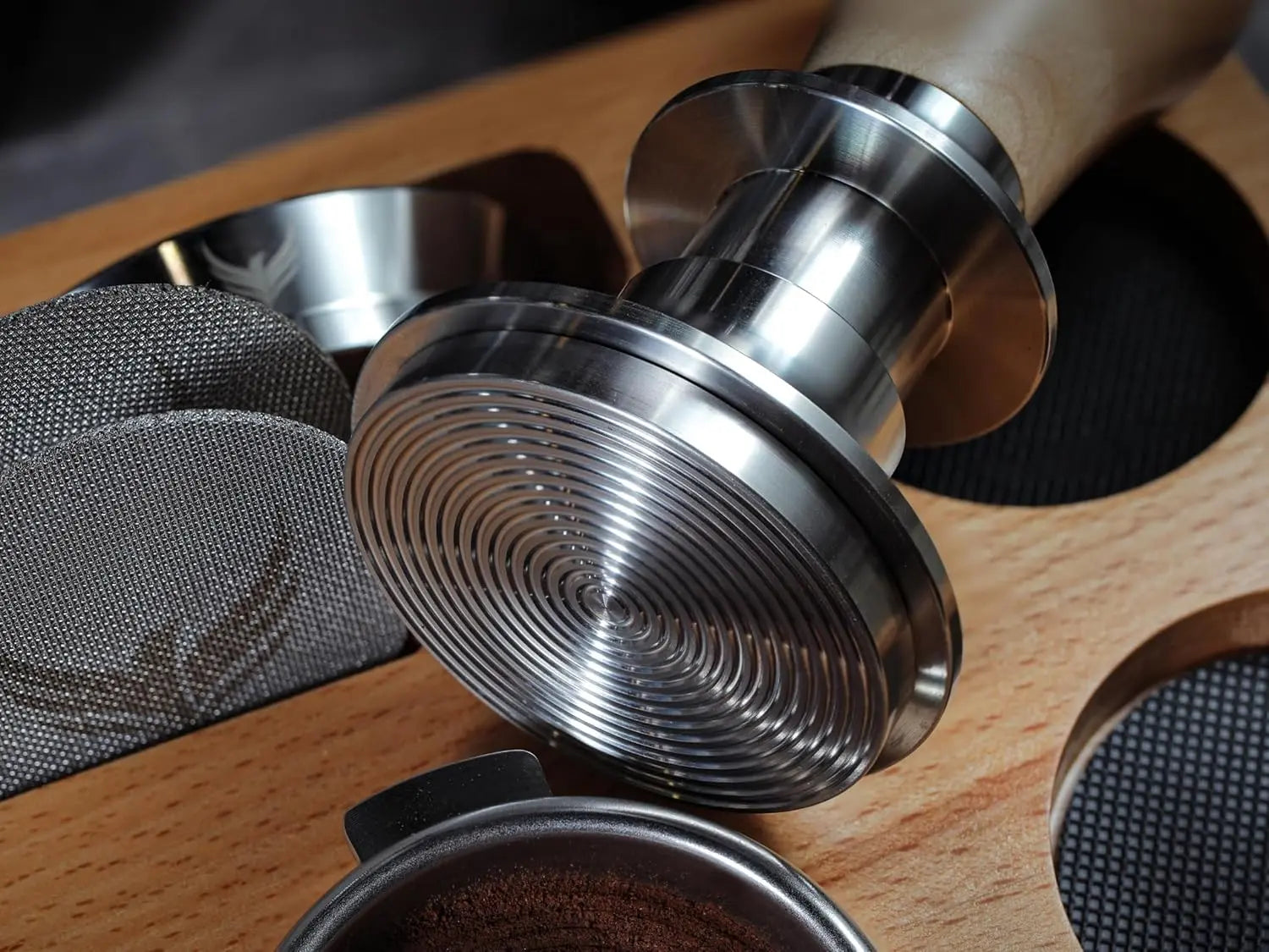 Tamper 58mm Auto-Leveling Calibrated Spring Loaded Design Stainless Steel Ripple Base 58 mm Espresso Tamper Tool with 20lb / 25lb / 30lbs Replacement Springs - Crema Peaks Coffee