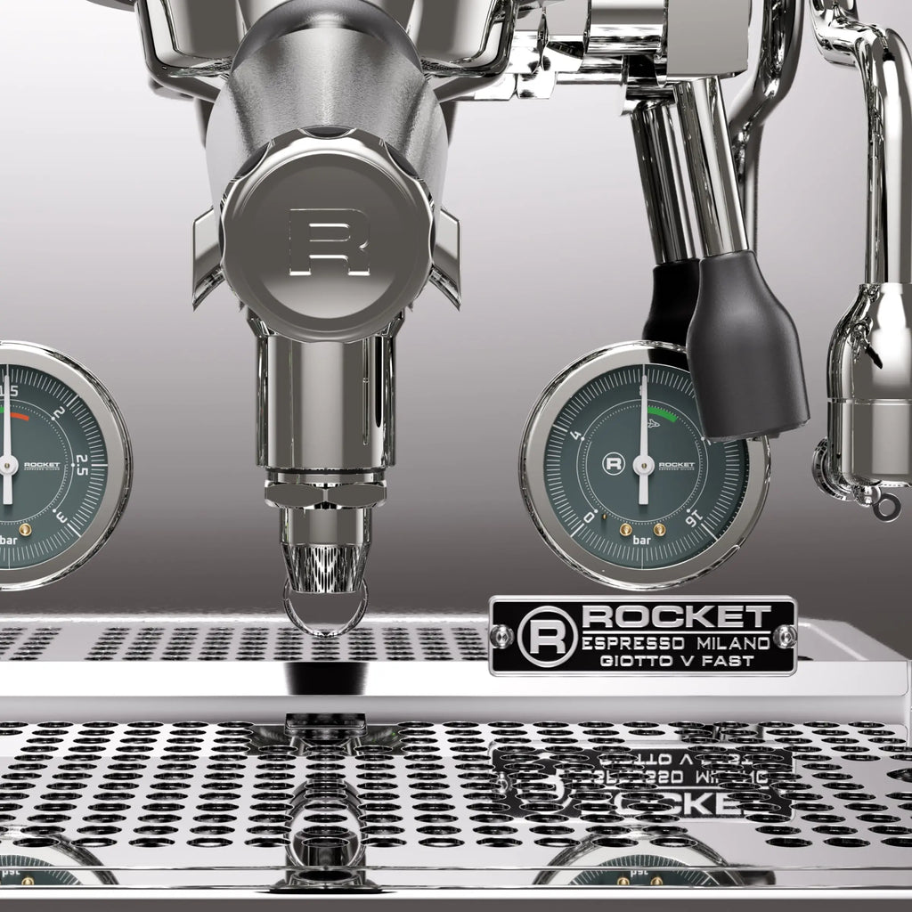 Rocket Espresso Giotto FAST V Espresso Machine | Vibratory Pump | Heat Exchanger | PID Temperature Control | (Chrome) - Crema Peaks Coffee