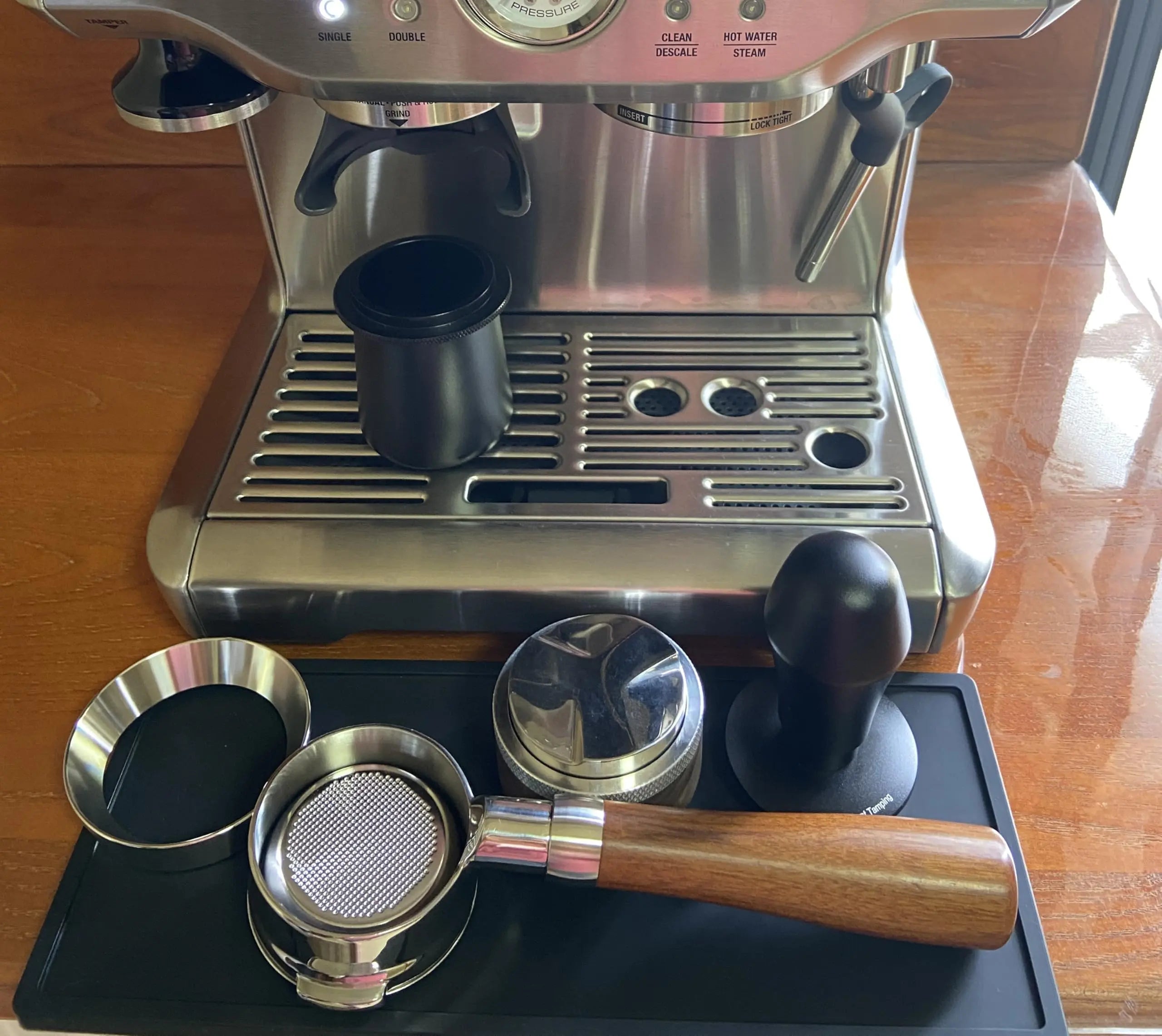 58mm Bottomless Portafilter Compatible with E61 Grouphead Flair 58, ECM, Rocket Espresso Machine Stainless Steel Naked Portafilter with Filter Basket Handle-Wooden, Rosewooden - Crema Peaks Coffee