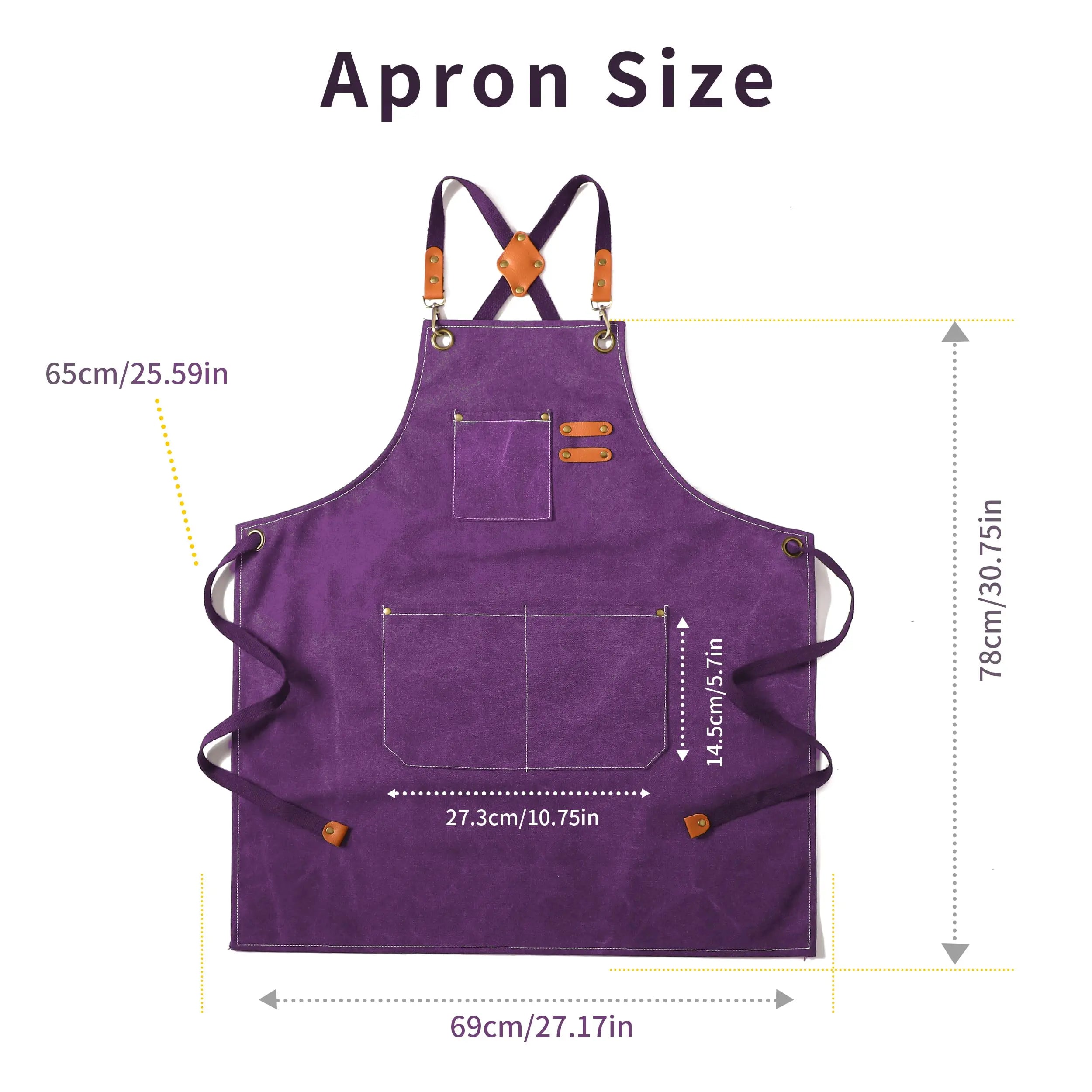 Canvas Cross Back Chef Cotton Aprons for Men Women with Large Pockets - Crema Peaks Coffee