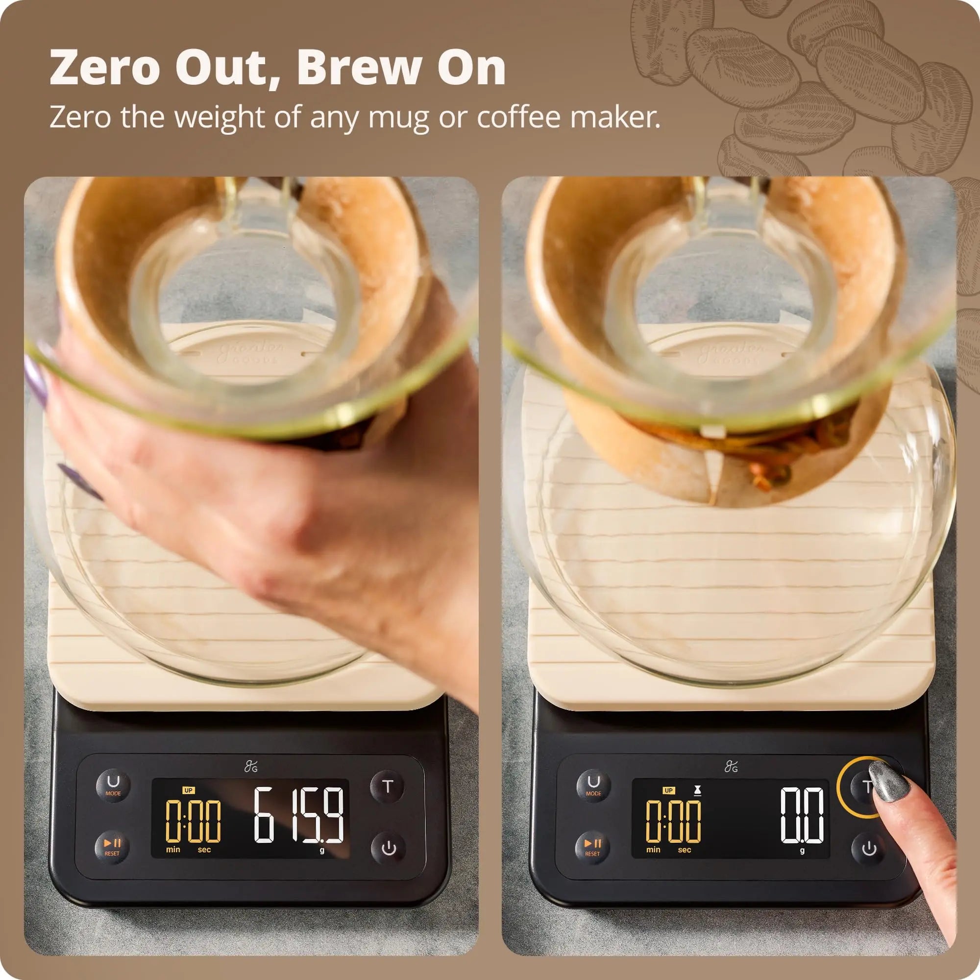 Coffee Scale by Greater Goods with Timer – 0.1g Precision Digital Coffee & Espresso Scale for Pour-Over, Coffee Bean Weighing, Barista Brewing, Waterproof Cover, 3kg Capacity (Onyx Black) - Crema Peaks Coffee