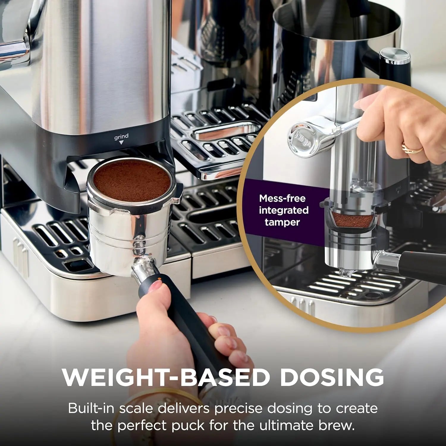Ninja Luxe Café Pro Series, Espresso Machine, Drip Coffee, Cold Brew, Hot Water, Integrated Tamper, Built-in Grinder, Hands-Free Frother for Cappuccinos, Lattes, Americanos, Dairy or Non-Dairy, ES701 - Crema Peaks Coffee