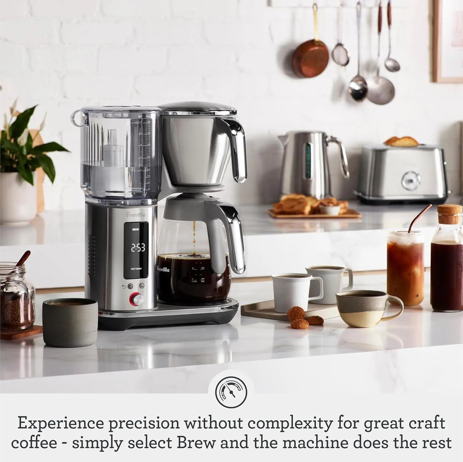Breville Luxe Drip Coffee Machine, Brushed Stainless Steel, 60 Fluid Ounces Capacity, Glass Carafe, BDC415BSS - Crema Peaks Coffee