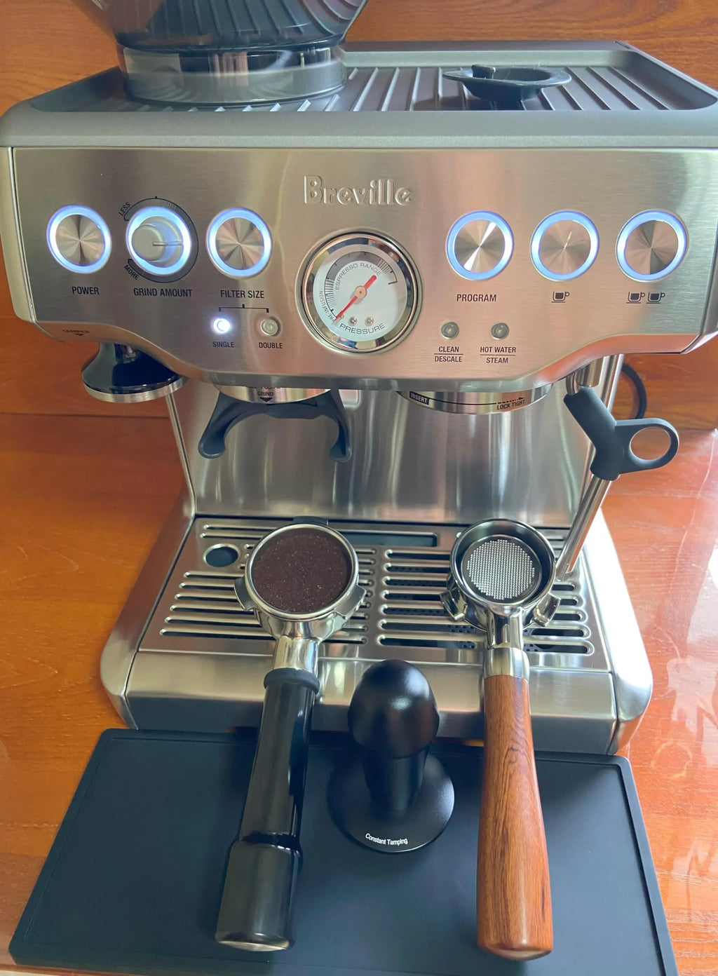 58mm Bottomless Portafilter Compatible with E61 Grouphead Flair 58, ECM, Rocket Espresso Machine Stainless Steel Naked Portafilter with Filter Basket Handle-Wooden, Rosewooden - Crema Peaks Coffee