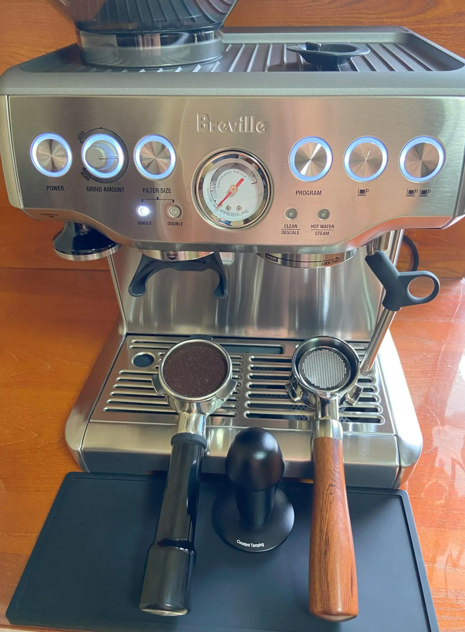 58mm Bottomless Portafilter Compatible with E61 Grouphead Flair 58, ECM, Rocket Espresso Machine Stainless Steel Naked Portafilter with Filter Basket Handle-Wooden, Rosewooden - Crema Peaks Coffee