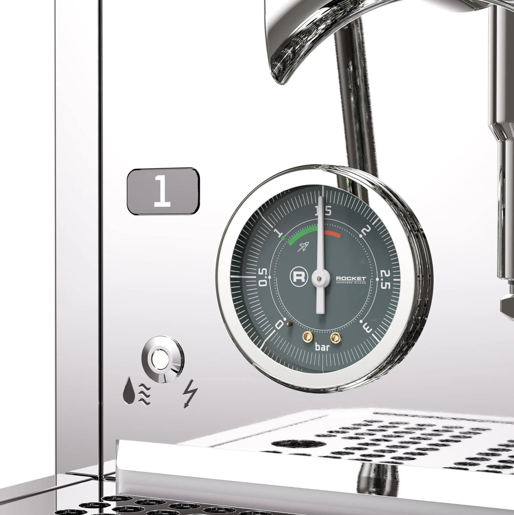 Rocket Espresso Giotto FAST V Espresso Machine | Vibratory Pump | Heat Exchanger | PID Temperature Control | (Chrome) - Crema Peaks Coffee