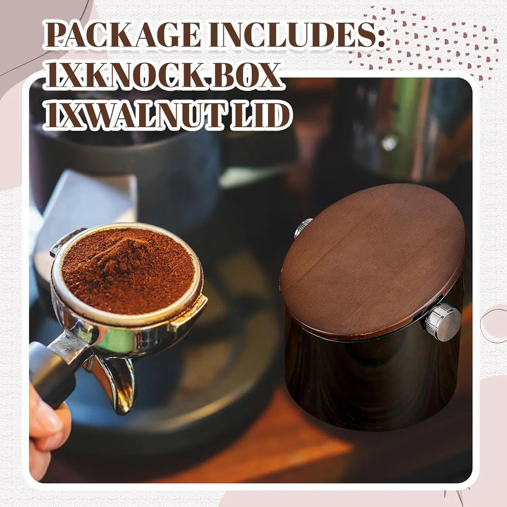 Espresso Knock Box with Walnut Lid for Coffee Grounds, Espresso Machine Accessory, Easy Disposal of Coffee Pucks, Removable Knock Bar(White,Round) - Crema Peaks Coffee
