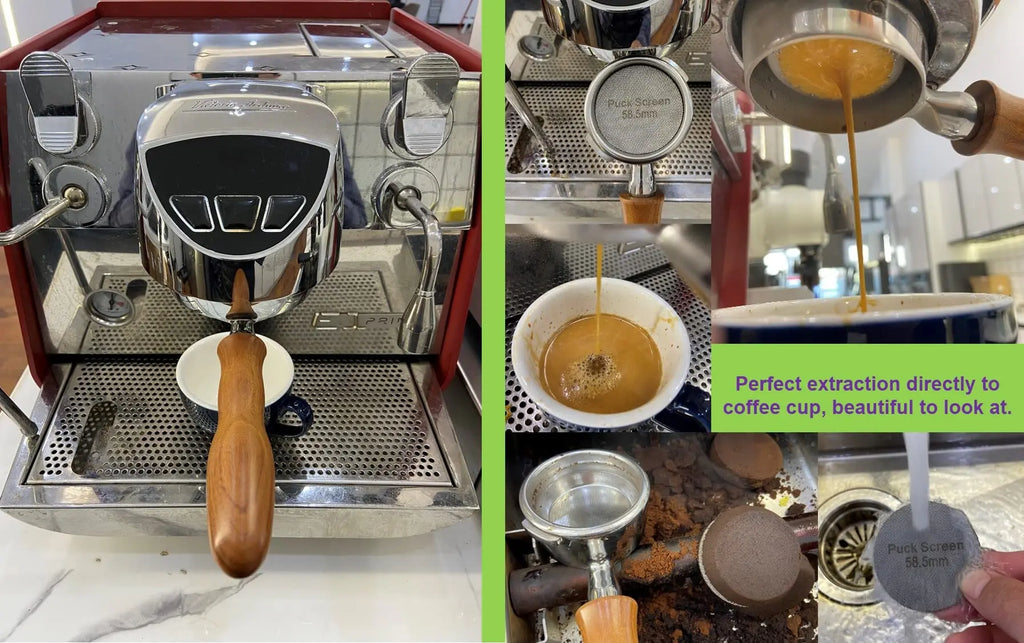 58mm Bottomless Portafilter Compatible with E61 Grouphead Flair 58, ECM, Rocket Espresso Machine Stainless Steel Naked Portafilter with Filter Basket Handle-Wooden, Rosewooden - Crema Peaks Coffee