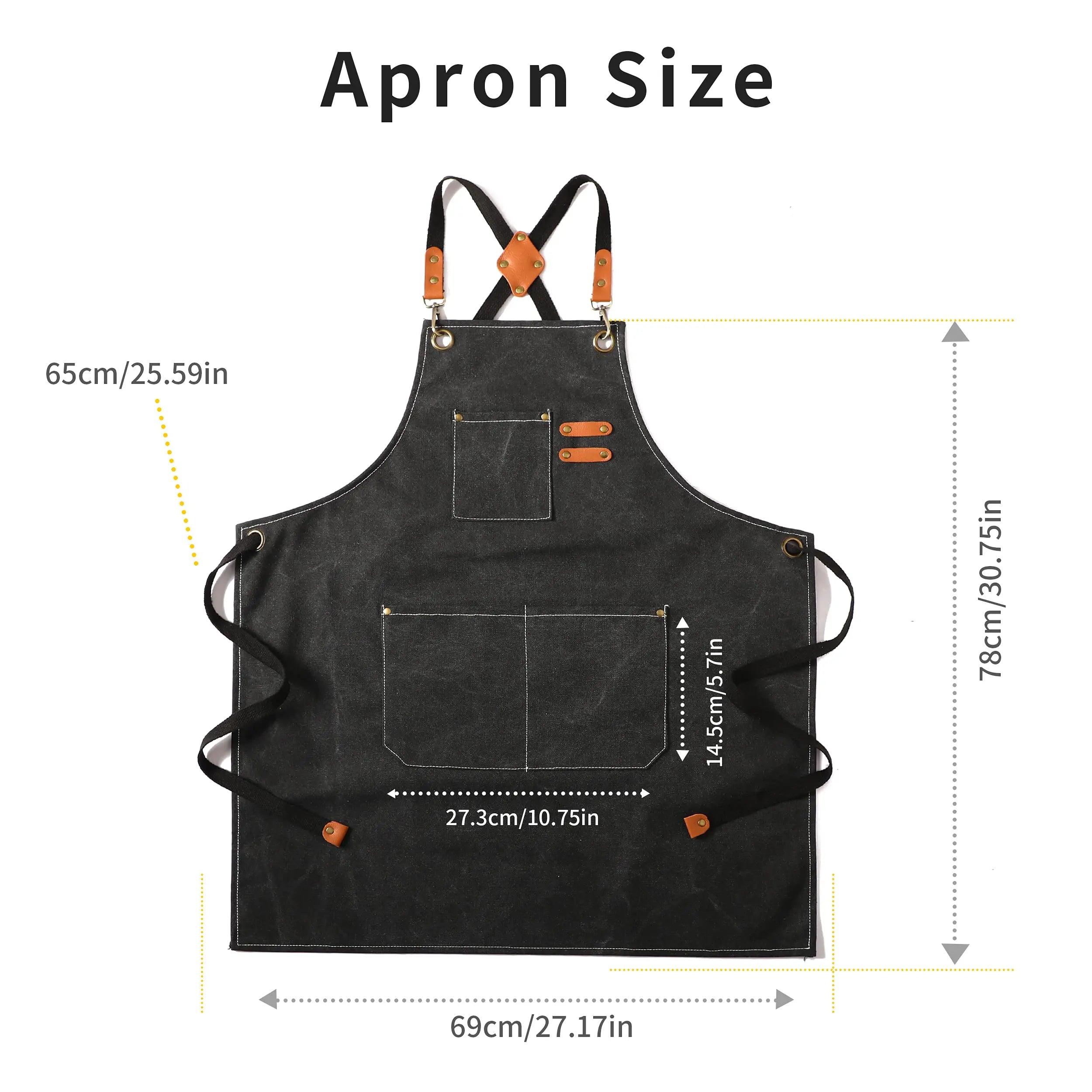 Canvas Cross Back Chef Cotton Aprons for Men Women with Large Pockets - Crema Peaks Coffee