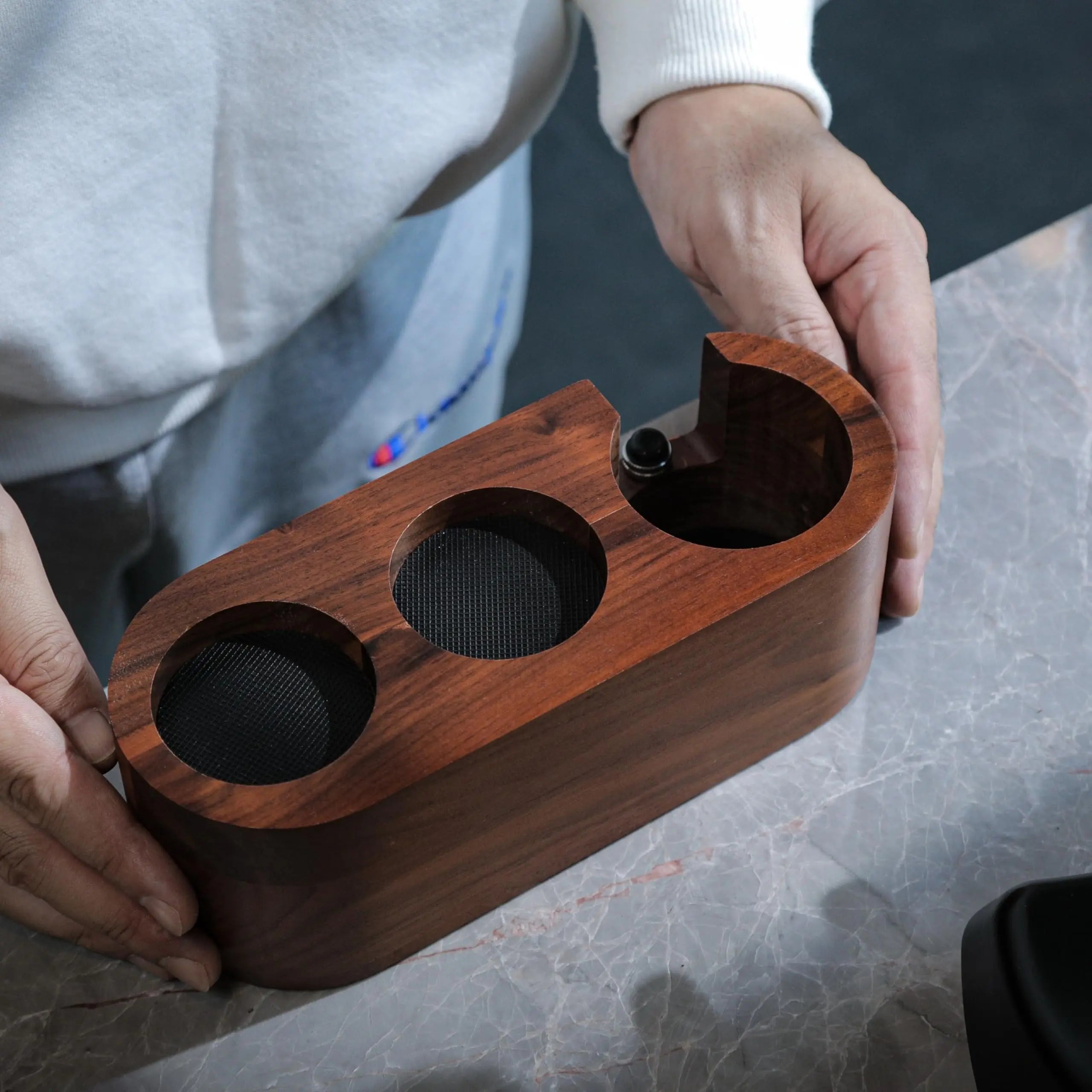 Espresso Tamping Station in 51mm, 58mm, and 54mm For Breville and other compatible Espresso Machines - Accessories, Rosewood Portafilter Holder Tamping Mat Espresso Coffee Equipment - Crema Peaks Coffee