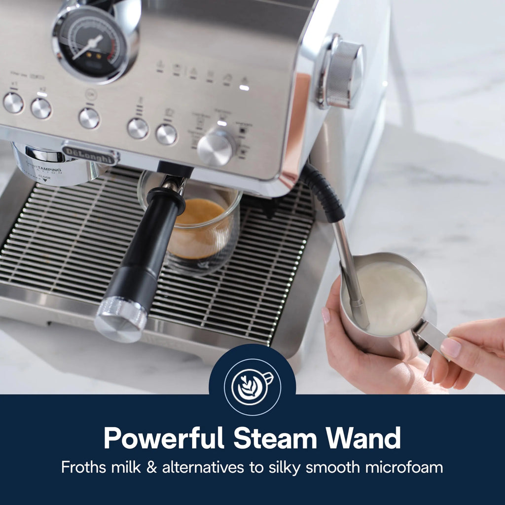 De'Longhi La Specialista Opera Espresso Machine – Cold Brew & Espresso Maker with Smart Tamping, Burr Grinder, Milk Steam Wand/Frother & 19-Bar Pressure – For Lattes & Cappuccinos - Crema Peaks Coffee
