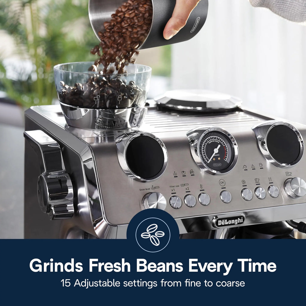 De'Longhi La Specialista Opera Espresso Machine – Cold Brew & Espresso Maker with Smart Tamping, Burr Grinder, Milk Steam Wand/Frother & 19-Bar Pressure – For Lattes & Cappuccinos - Crema Peaks Coffee