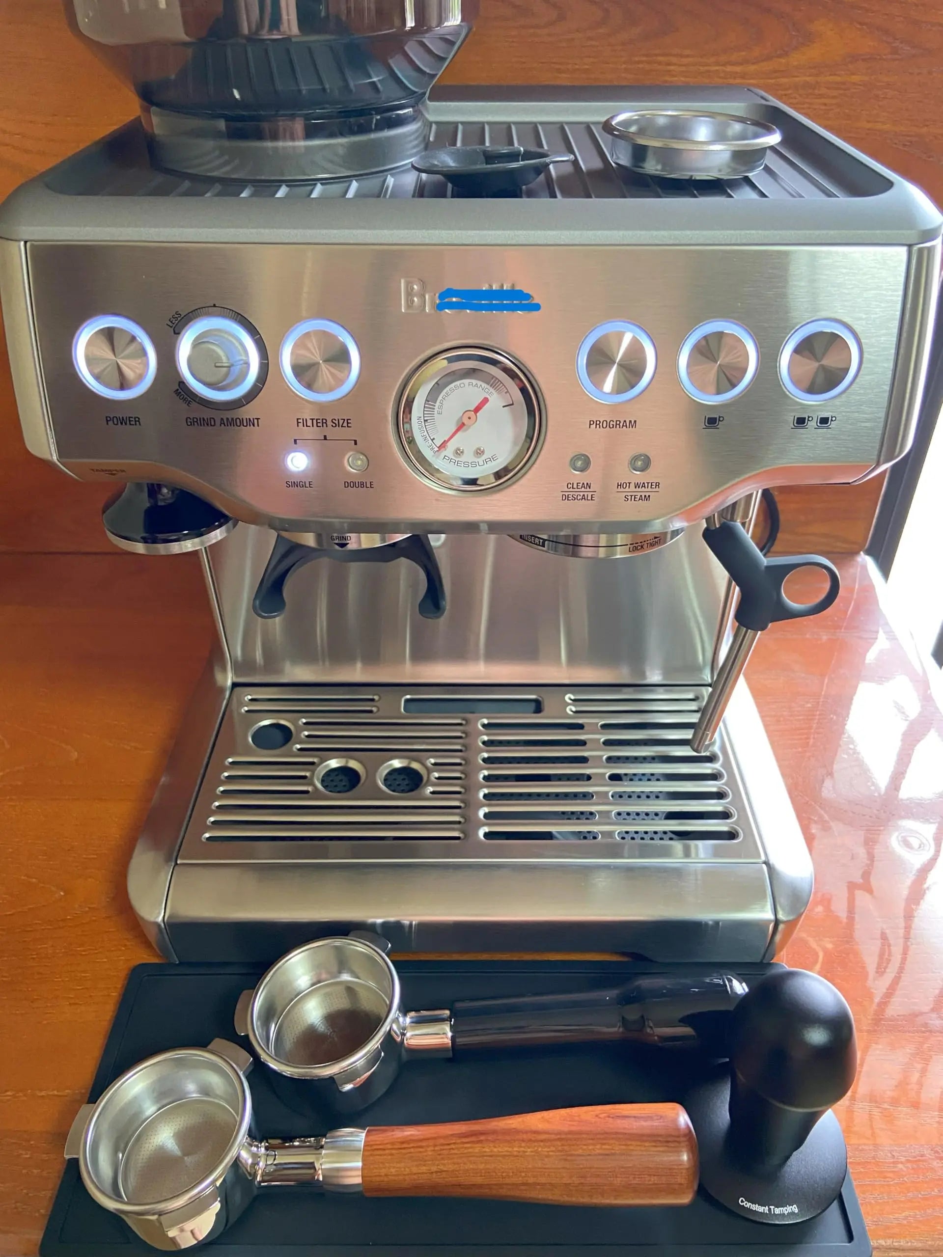 58mm Bottomless Portafilter Compatible with E61 Grouphead Flair 58, ECM, Rocket Espresso Machine Stainless Steel Naked Portafilter with Filter Basket Handle-Wooden, Rosewooden - Crema Peaks Coffee