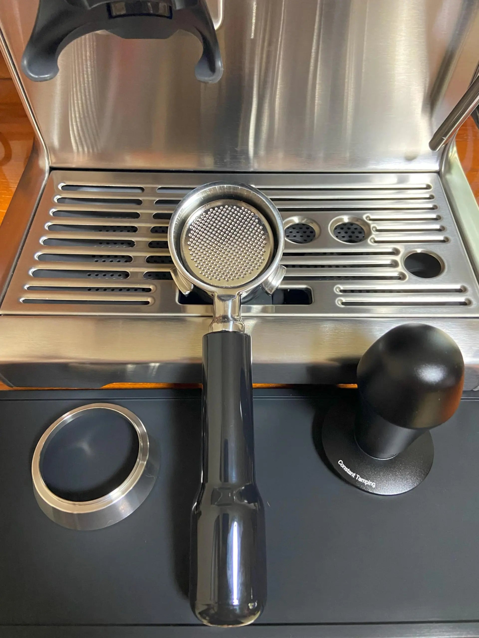58mm Bottomless Portafilter Compatible with E61 Grouphead Flair 58, ECM, Rocket Espresso Machine Stainless Steel Naked Portafilter with Filter Basket Handle-Wooden, Rosewooden - Crema Peaks Coffee