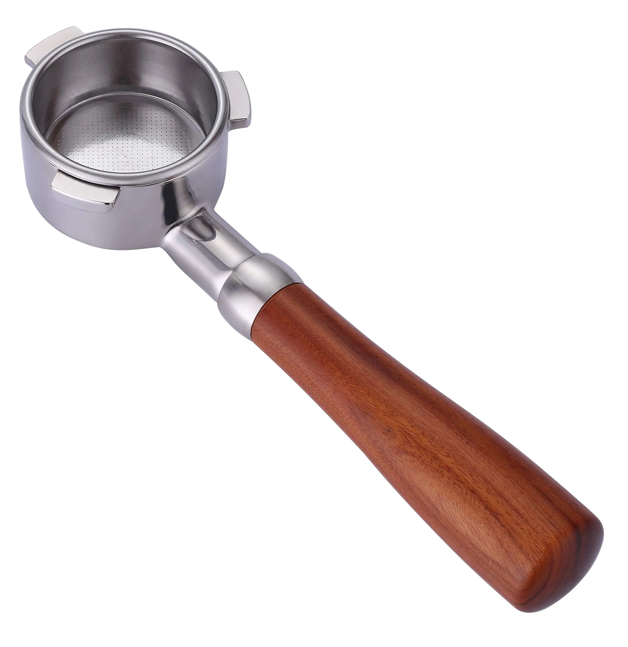58mm Bottomless Portafilter Compatible with E61 Grouphead Flair 58, ECM, Rocket Espresso Machine Stainless Steel Naked Portafilter with Filter Basket Handle-Wooden, Rosewooden - Crema Peaks Coffee