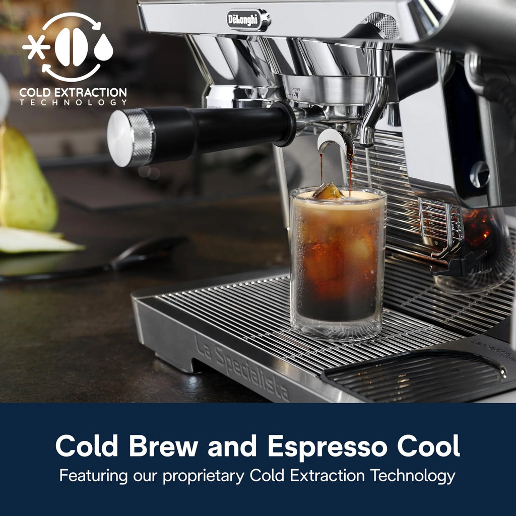 De'Longhi La Specialista Opera Espresso Machine – Cold Brew & Espresso Maker with Smart Tamping, Burr Grinder, Milk Steam Wand/Frother & 19-Bar Pressure – For Lattes & Cappuccinos - Crema Peaks Coffee