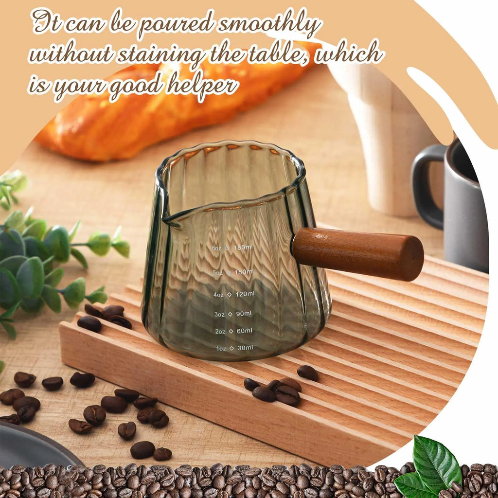 1 Pcs Espresso Shot Glass with Handle, 6 oz/180 ml Espresso Cup with Single V-shaped Mouth, Measuring Cup for Milk Tea Coffee Bar Accessories (Clear) - Crema Peaks Coffee