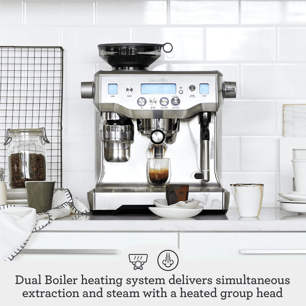Breville Oracle Espresso Machine BES980XL, Brushed Stainless Steel - Crema Peaks Coffee