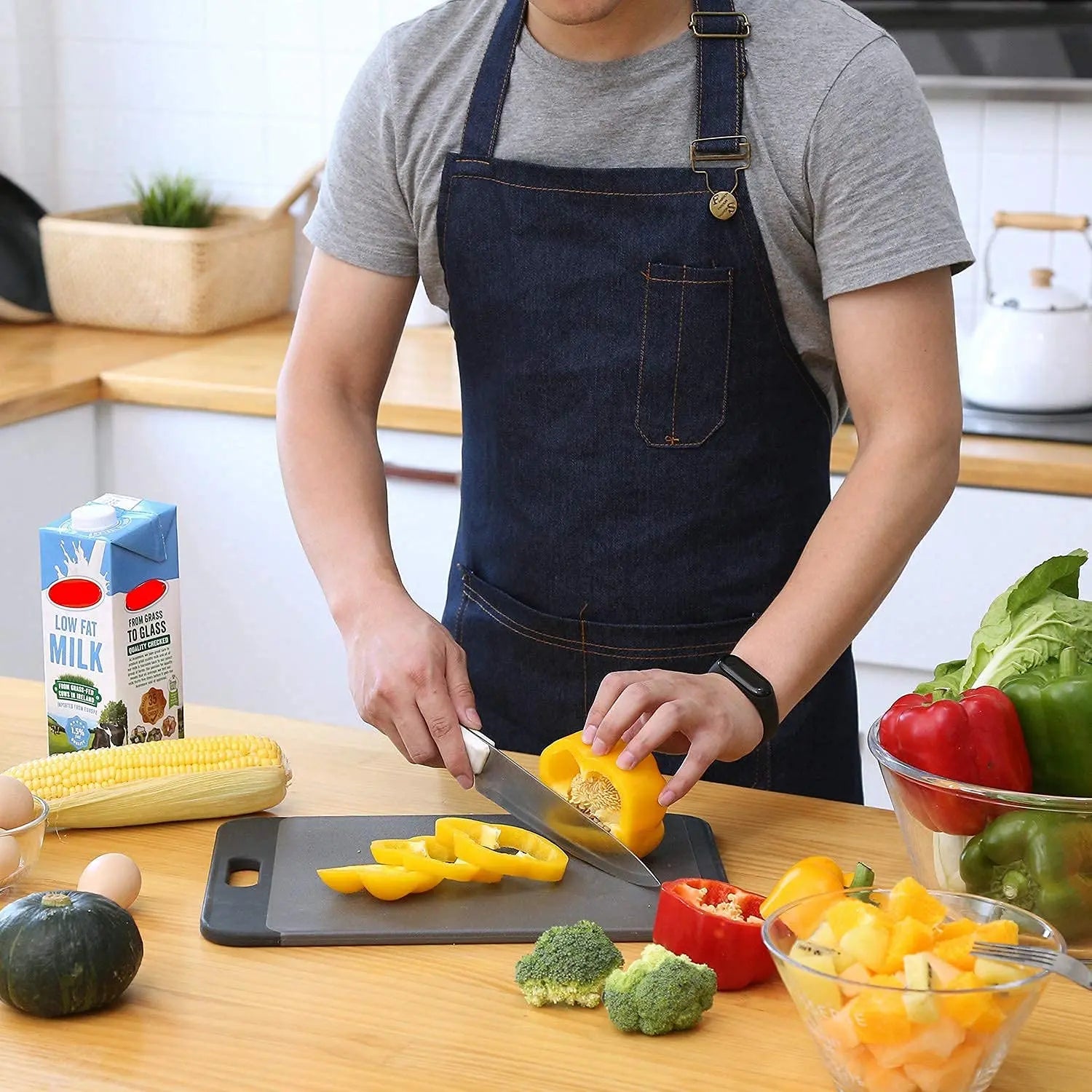 Canvas Cross Back Chef Cotton Aprons for Men Women with Large Pockets - Crema Peaks Coffee