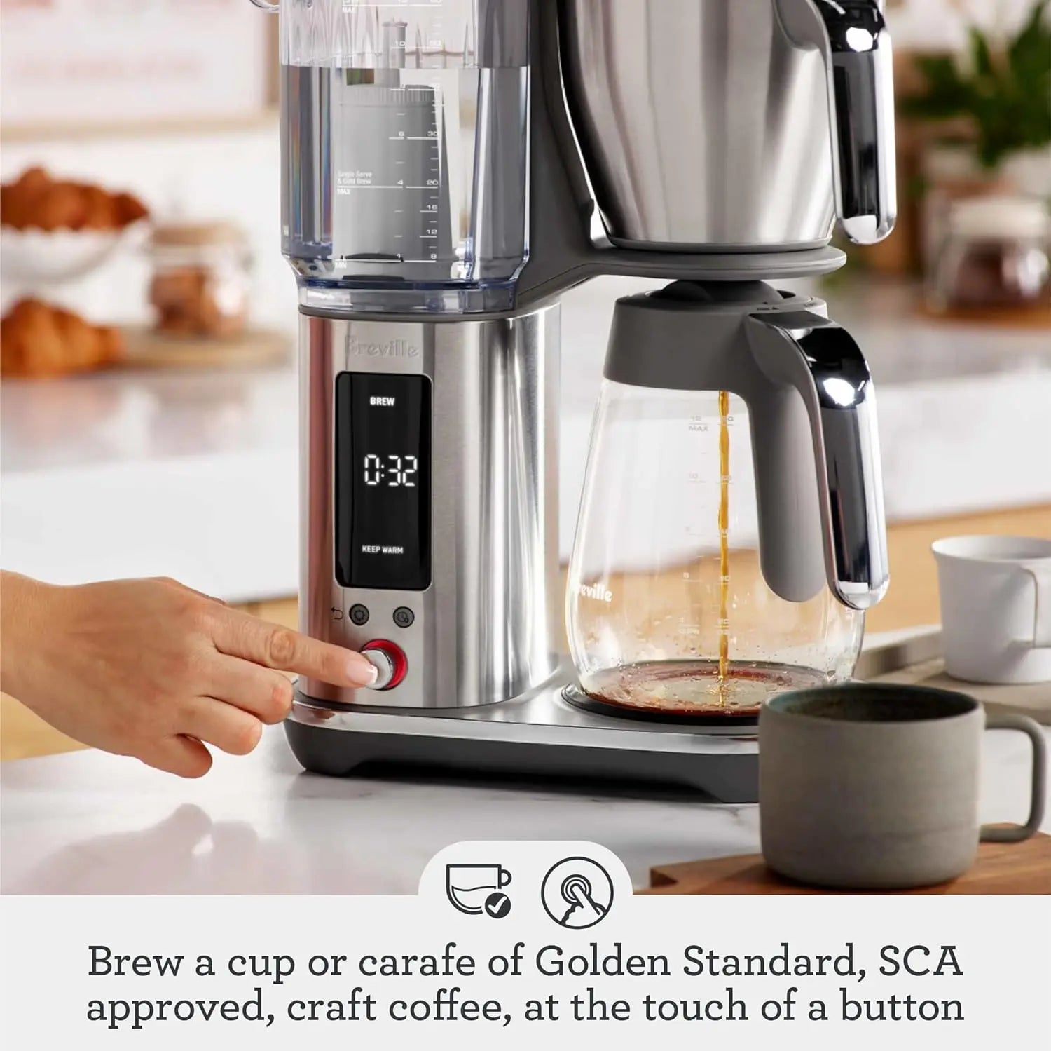 Breville Luxe Drip Coffee Machine, Brushed Stainless Steel, 60 Fluid Ounces Capacity, Glass Carafe, BDC415BSS - Crema Peaks Coffee
