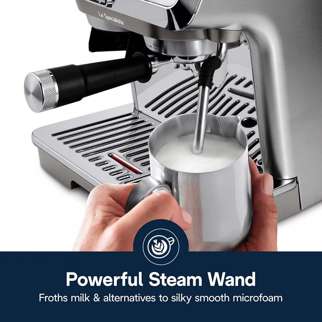 De'Longhi La Specialista Arte Evo Espresso Machine - Compact Cold Brew Coffee Maker with Grinder, Milk Steam Wand/Frother & Tamping Tools - Home Barista Kit for Lattes, Cappuccinos, Iced Coffee - Crema Peaks Coffee