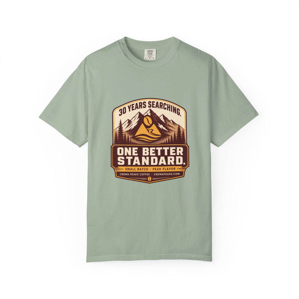 T-Shirt — 'One Better Standard' Vintage Mountain Badge Tee