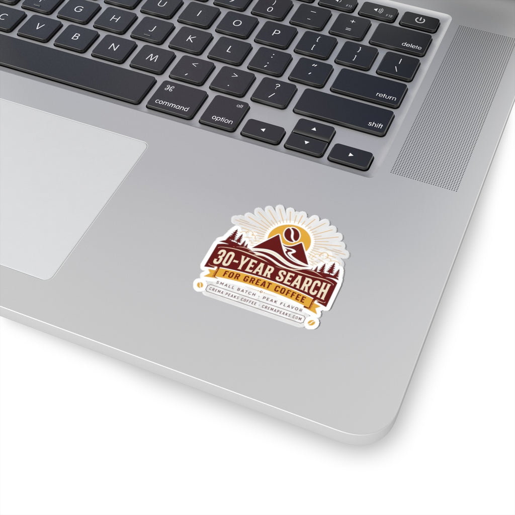 Kiss-Cut Sticker — 30-Year Search for Great Coffee Logo