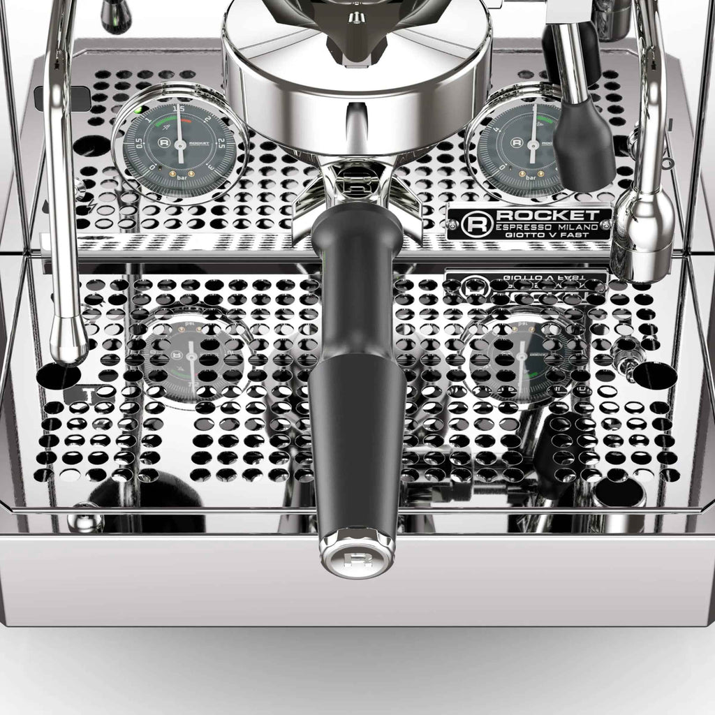 Rocket Espresso Giotto FAST V Espresso Machine | Vibratory Pump | Heat Exchanger | PID Temperature Control | (Chrome) - Crema Peaks Coffee