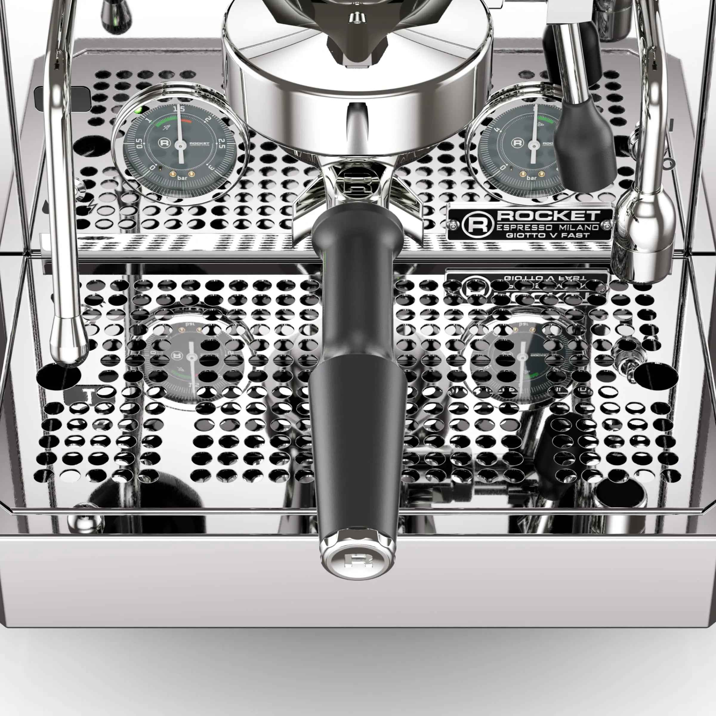Rocket Espresso Giotto FAST V Espresso Machine | Vibratory Pump | Heat Exchanger | PID Temperature Control | (Chrome) - Crema Peaks Coffee
