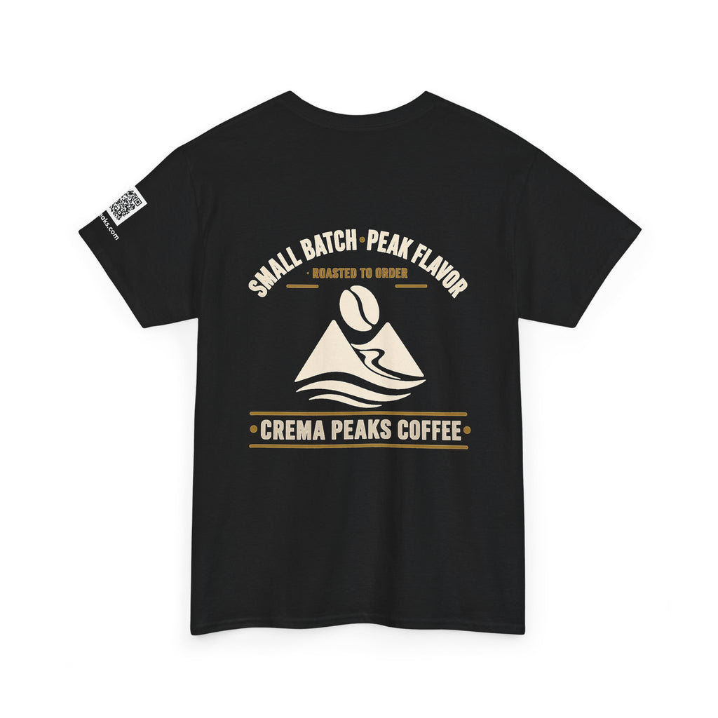 Coffee Tee — "Crema Peaks Coffee" Small Batch Logo T-Shirt