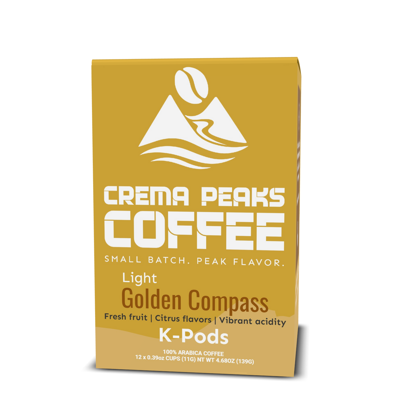 Golden Compass Pods (12), Floral & Elegant Light Roast, Delicate Brightness. Remarkable Smoothness. - Crema Peaks Coffee