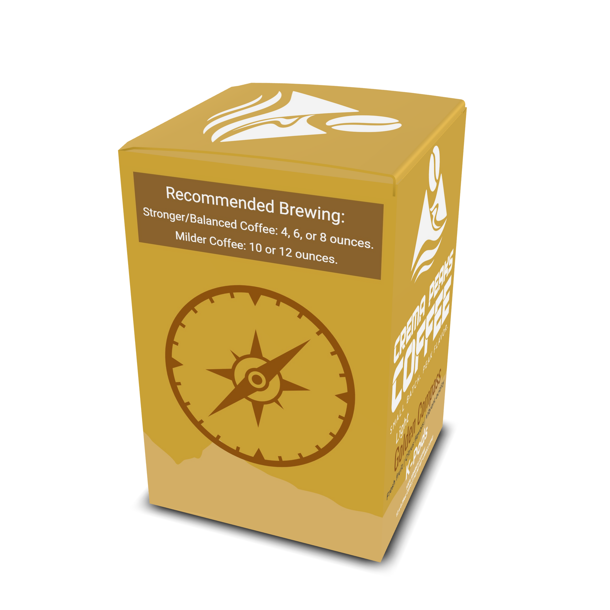 Yellow coffee packaging with branding and brewing instructions on a white background