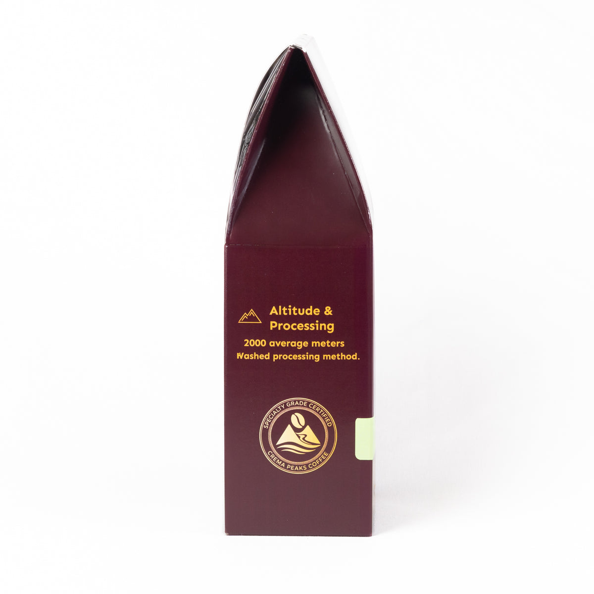 A tall, narrow dark burgundy box with gold text reading 'Altitude & Processing' and a circular gold seal near the bottom, photographed on a clean white background.