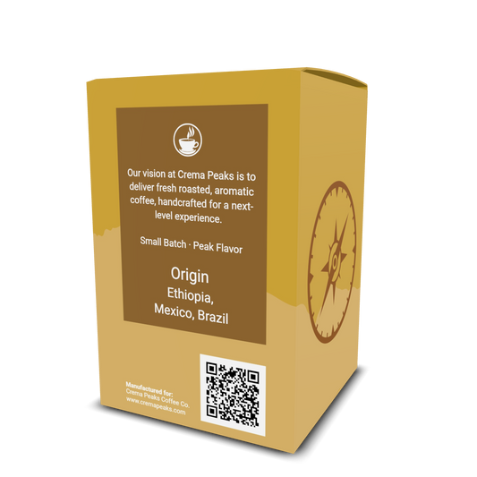 Golden Compass Pods (12), Floral & Elegant Light Roast, Delicate Brightness. Remarkable Smoothness. - Crema Peaks Coffee