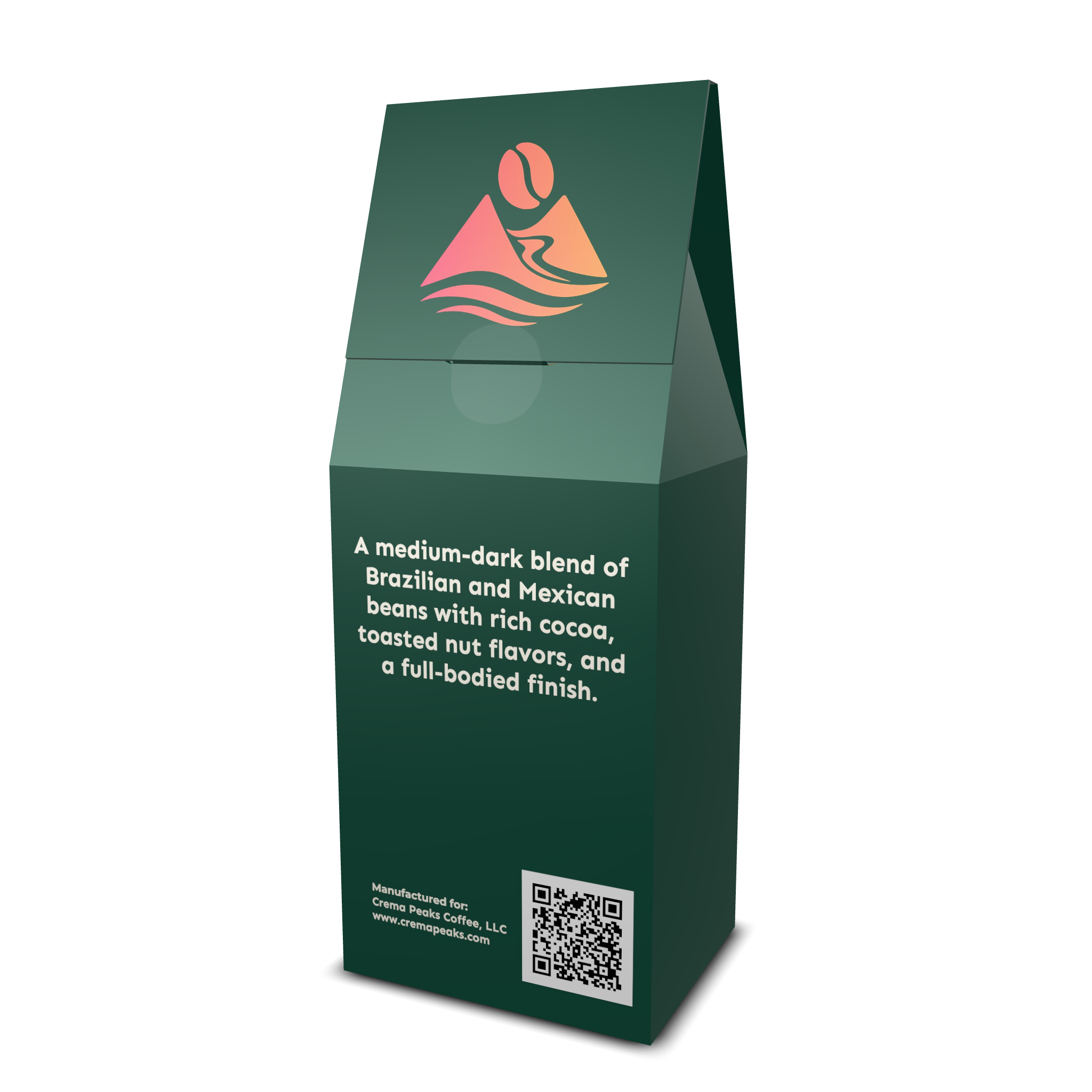Toasted Crest Blend, Depth Without Bitterness. Cocoa depth and toasted nut warmth — bold, structured, never harsh. - Crema Peaks Coffee